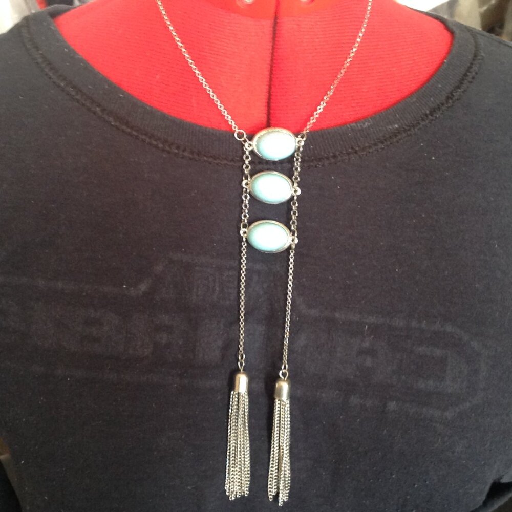 Vintage Faux Turquoise Tassel Pendant/Necklace